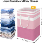 HomeHacks 2 Pack Laundry Baskets, Laundry Hampers Bags (Blue+Pink 75L)