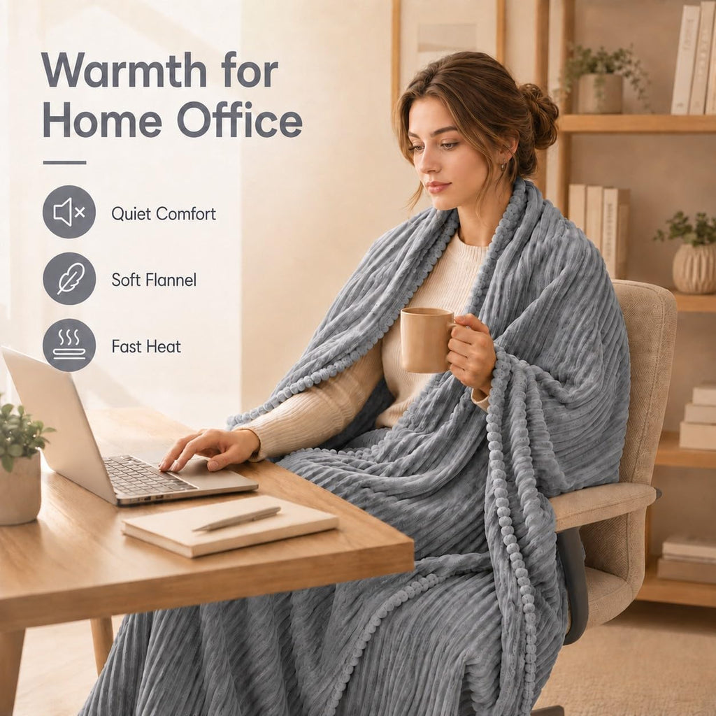 LUXIAN Electric Heated Blanket,Flannel,Full 72x84in,Grey, Thanksgiving