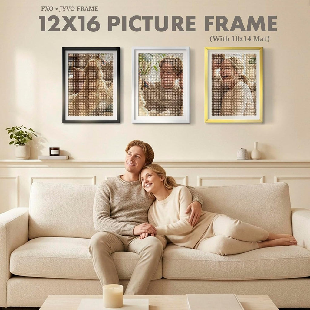 2 Pcs 12 x 16 Frame Black Display Diamond Art Painting 30x40cm, 10x14 Mat