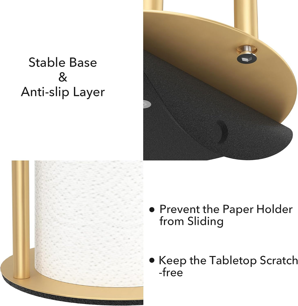 Paper Towel Holder Gold Stainless Steel Kitchen Countertop Roll Organizer