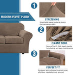 H.VERSAILTEX Modern Velvet Plush 4 Piece High Stretch Sofa Slipcover Furniture - Image 3