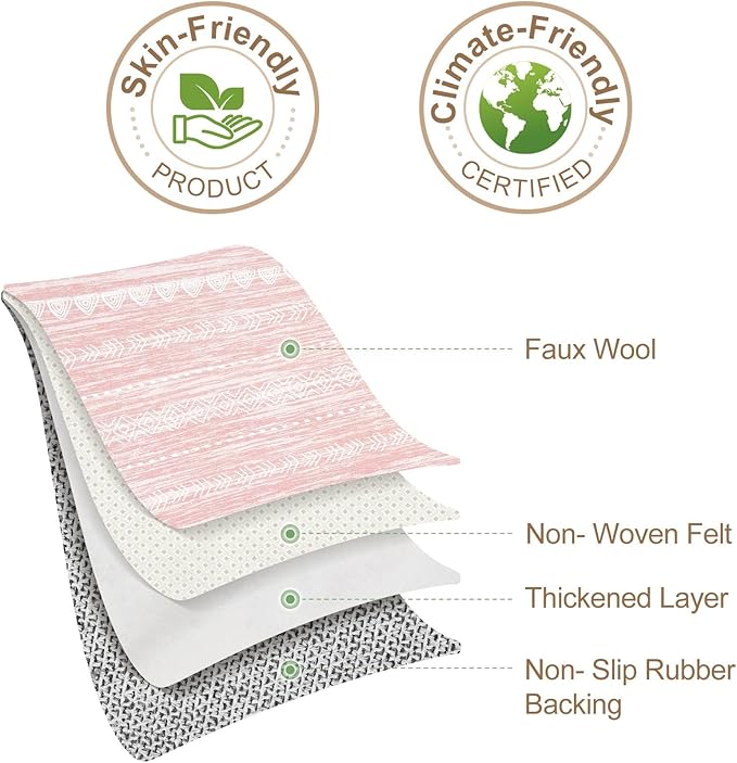 Nakagishi Pink Rugs for Bedroom Girls: 5x8 Washable Boho Large Neutral Area Rug - Image 8