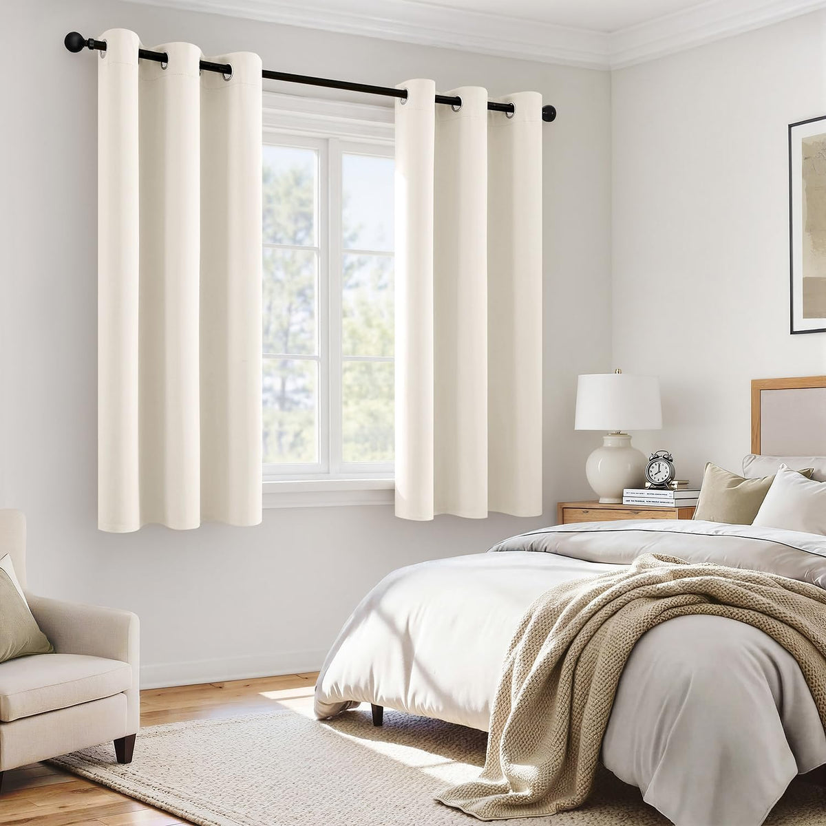 MIULEE Birch 100% Blackout Curtains for Bedroom 40x63 Inch Length 2 Panels