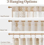 jinchan Belrose Linen Floral Kitchen Curtains 24 inch Length Embroidered - Image 8