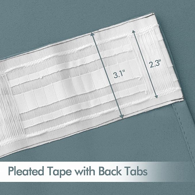 MIULEE Greyish Blue Back Tab Blackout Curtains 84 Inch Length 2 Panels Set - Image 4