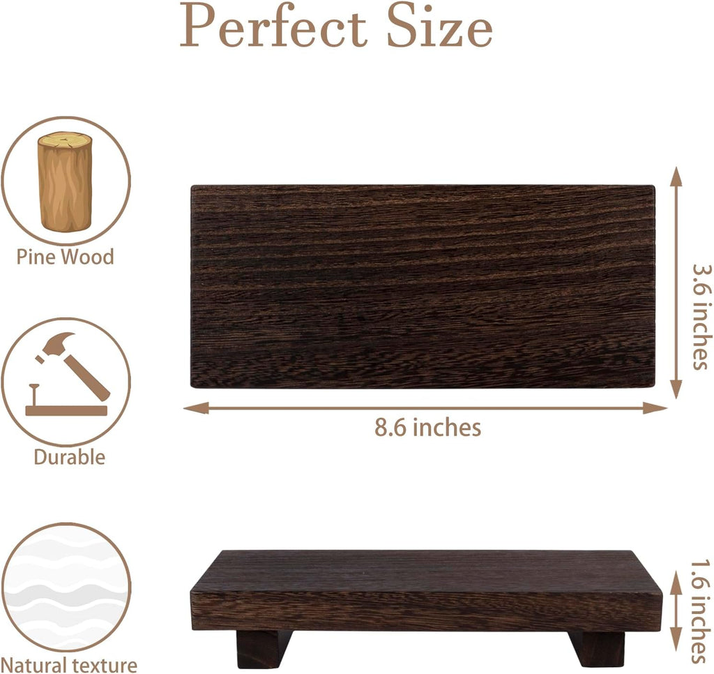Wood Bathroom Tray Farmhouse Decor Kitchen Soap Holder 8.7"x3.6" Dark Brown