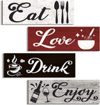 Kitchen Decor Dining Room Wall Art Rustic Wooden Hanging Teal Turquoise Kitchen Accessories Home Wall Decor Pictures Inspirational Signs for Living Room Bar Cafe Decor