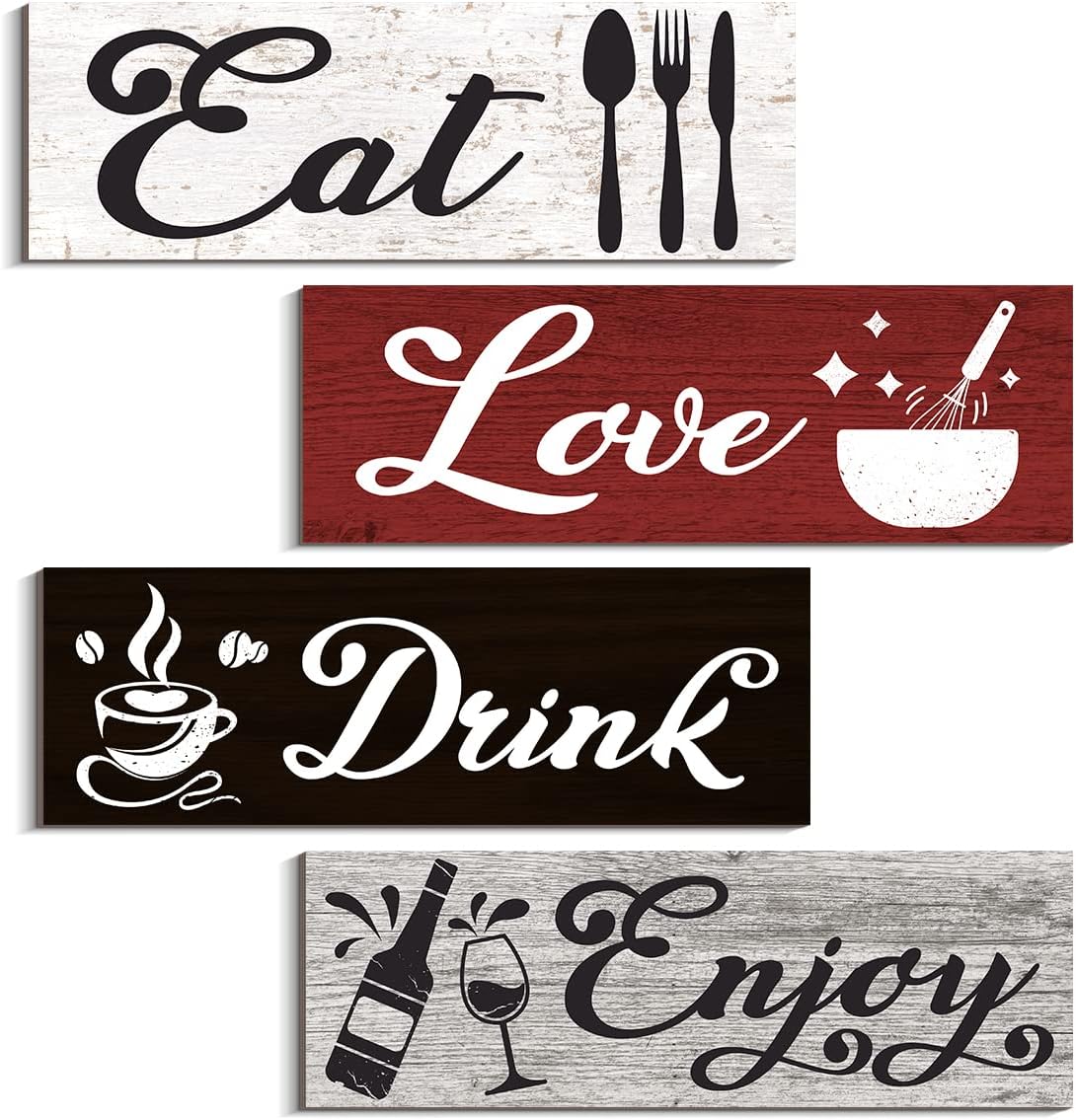 Kitchen Decor Dining Room Wall Art Rustic Wooden Hanging Teal Turquoise Kitchen Accessories Home Wall Decor Pictures Inspirational Signs for Living Room Bar Cafe Decor
