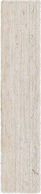 Unique Loom Braided Jute Collection Area Rug - Dhaka (1' 2" x 6' 1" Table Runner, White)