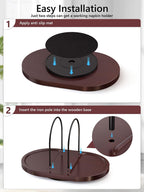 Walnut Rotating Napkin Holder with Salt & Pepper Shaker Storage