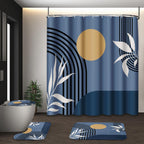 Bathroom Sets with Shower Curtain and Rugs, Set of 4, Boho Modern