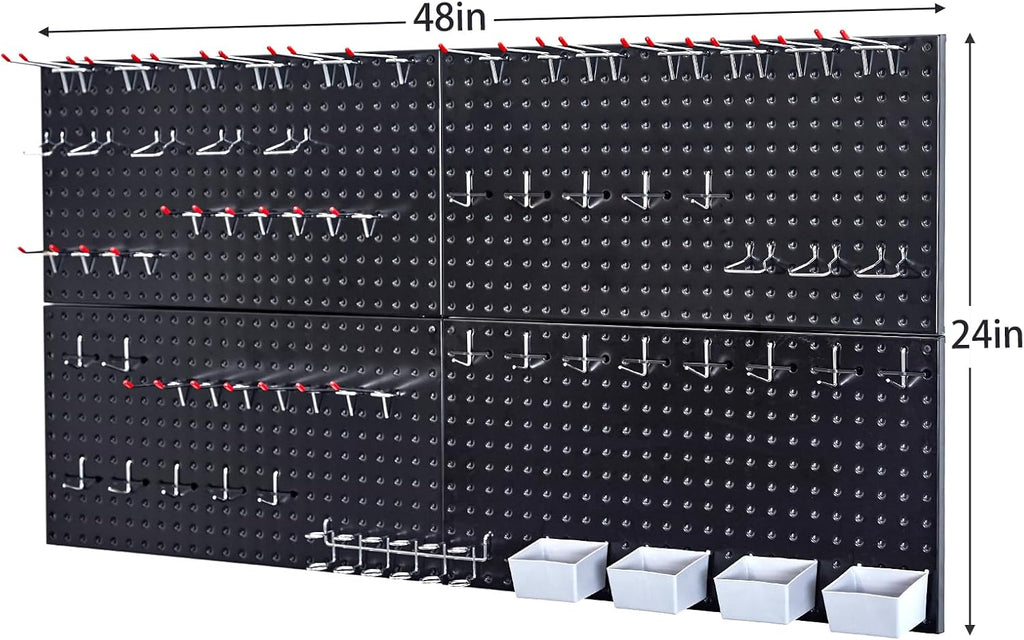Pegboard Smith 48x24 inch Black Metal Pegboard Kit for Wall Organization with Hooks, Garage Storage Bins, and Utility Tool Board, Efficient Tool Organizer Peg Board