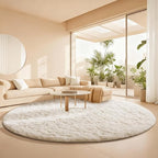 Ophanie Round Rugs 8Ft Ivory Circle Area Rug, Aesthetic Room Decor, Fluffy - Image 5