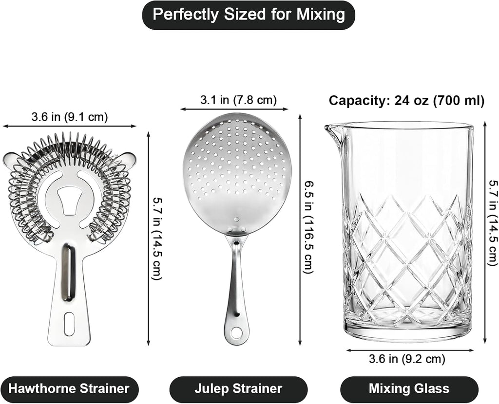 Cocktail Mixing Glass with Strainers Set
