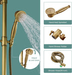 Heyalan Exposed Shower System, 8 Inch Rain Head, Handheld,Antique Brass