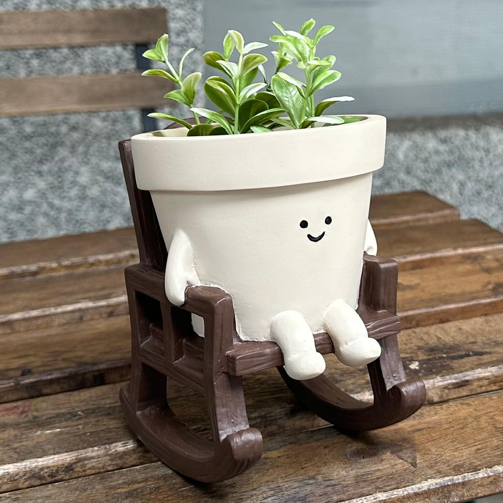 Swing Face Planter Pot Hanging Cute Flower Head Planters - Unique Sitting Sway Pots Indoor Outdoor Plants Succulent Pot String of Pearls Plant Live Resin Flower Pots Gift Ideals for Mother, Christmas