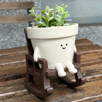 Swing Face Planter Pot Hanging Cute Flower Head Planters - Unique Sitting Sway Pots Indoor Outdoor Plants Succulent Pot String of Pearls Plant Live Resin Flower Pots Gift Ideals for Mother, Christmas