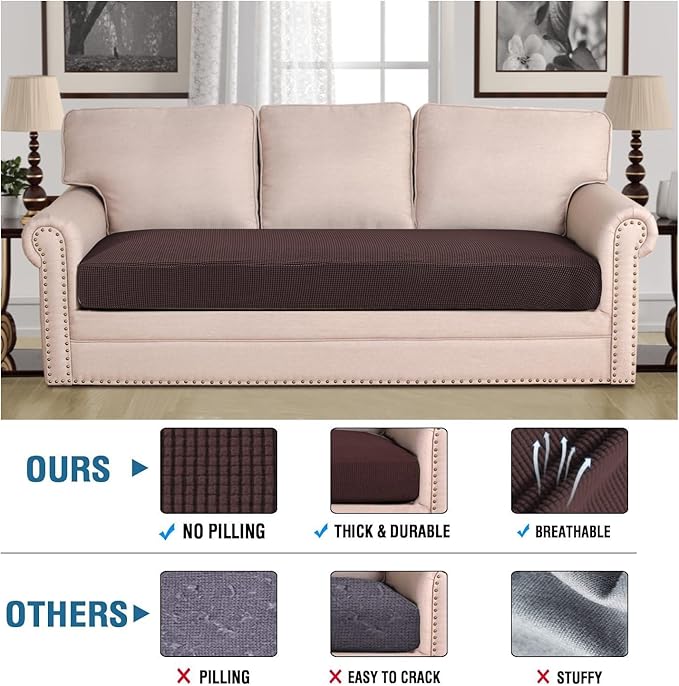 H.VERSAILTEX Super Stretch Individual Seat Cushion Covers Sofa Covers Couch - Image 2