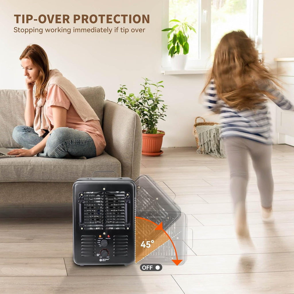 BEYOND HEAT 1500W Milkhouse Space Heater with Thermostat, Black-1 Packs