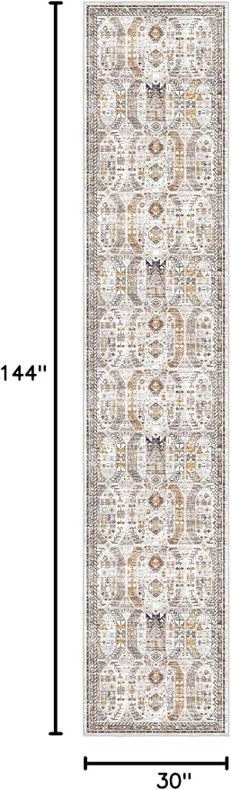 Madane Hallway Runner Rug 2'6''x12' Kitchen Runner, Non Slip Vintage Runners - Image 2