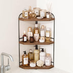Corner Bathroom Counter Organizer, 3-Tier Wood Countertop Organizer