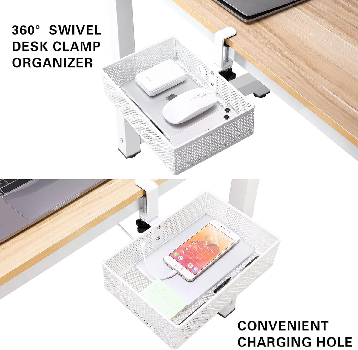 Under Desk Drawer, Clamp on Desk Organizer Hanging Desk Storage Under Table