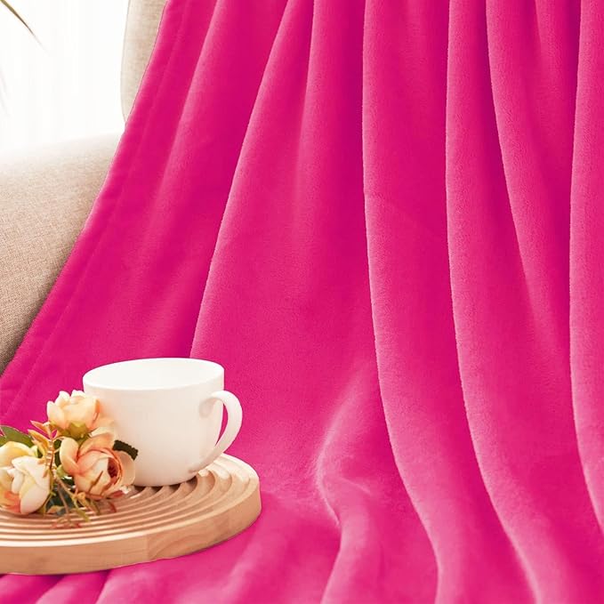 Exclusivo Mezcla Fleece Hot Pink Throw Blanket - Image 7