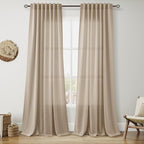 Nanspring Sepia Beige Linen Curtains 84 Inch Length 2 Panels Set by Nanspring