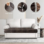 Leather Look Couch Cushion Covers Sofa Seat Slipcovers Sets Couches Furniture - Image 6