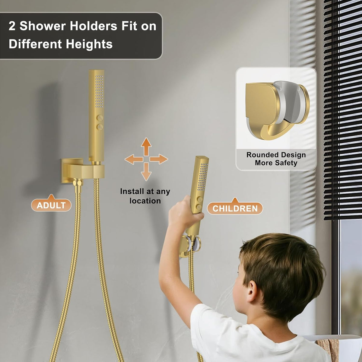 Rain Shower System 12"&6" Shower Heads Wall Mount Shower Faucet Set