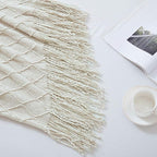 BOURINA Beige Throw Blanket 60x80 Inches Throw Textured Solid Soft Sofa Throw - Image 4