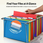 SUNEE Hanging File Folders, 12 Pack Letter Size Hanging File Folders with 1/5-Cut Tabs, Ideal for Home and Office Organization and Papers Classification,Assorted Colors