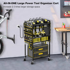 Power Tool Organizer Cart with Charging Station, 6 FT Cord, Yellow