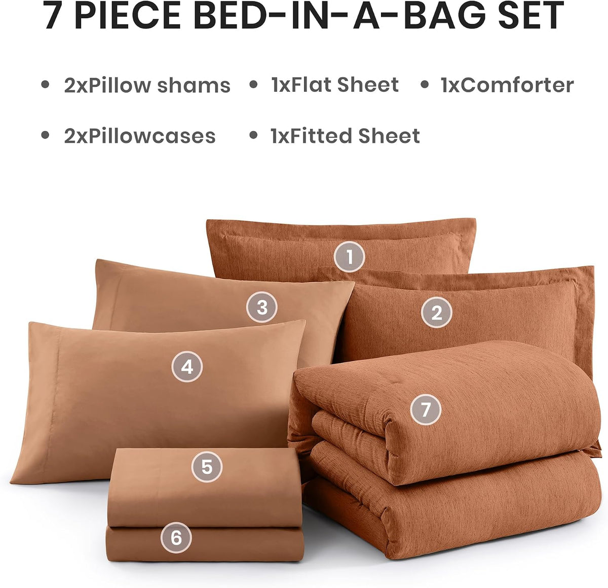 Monbix Queen Comforter Set 7 Pieces Autumn Leaf Bed in a Bag