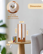 EDISHINE 13.5" Small Table Lamp, Walnut Wood Cylinder Nightstand Lamp, E26