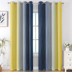 Estelar Textiler Navy Blue and Yellow Ombre Blackout Curtains 102 Inches Long - Image 2