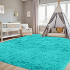 6x9 Area Rugs for Living Room Rug: Soft Fluffy Shag Teal Blue Rugs for Bedroom - Image 9