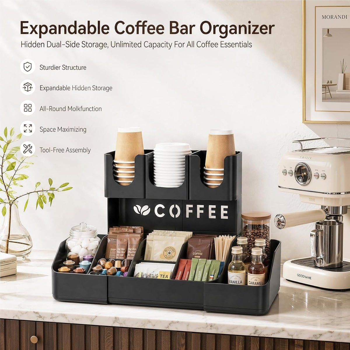 JYPS Double-Deck Coffee Organizer – 11 Large Compartments