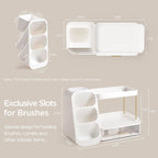 HBlife Bathroom Organizers and Storage with Brush Holder for Vanity, 3 Tier Plastic Makeup Organizer for Dresser Counter, Skincare, Lipstick, Perfume, and Cosmetic Storage