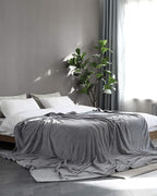 KMUSET Fleece Blanket Grey Queen Size Lightweight Cozy Plush Microfiber Solid - Image 3