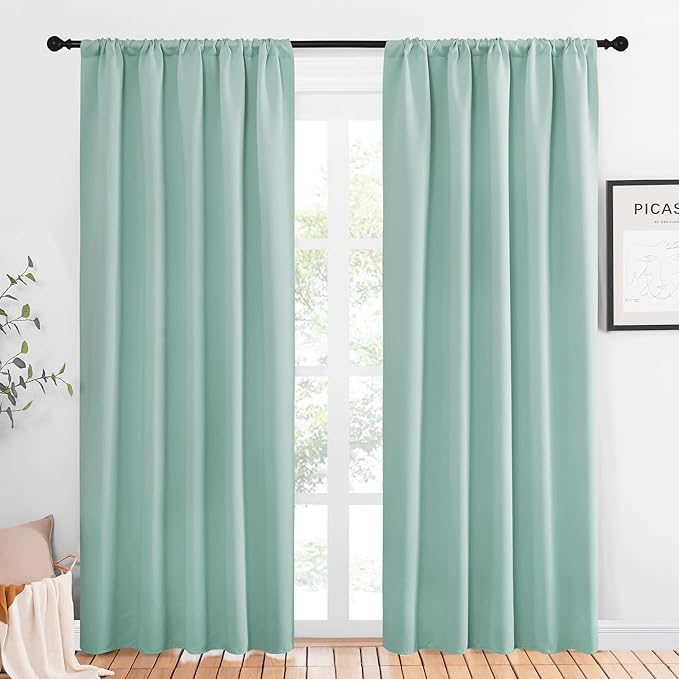 NICETOWN Window Curtains Blackout Drapes, Aqua Blue, 1 Pair, 52 by 84-Inch by NICETOWN