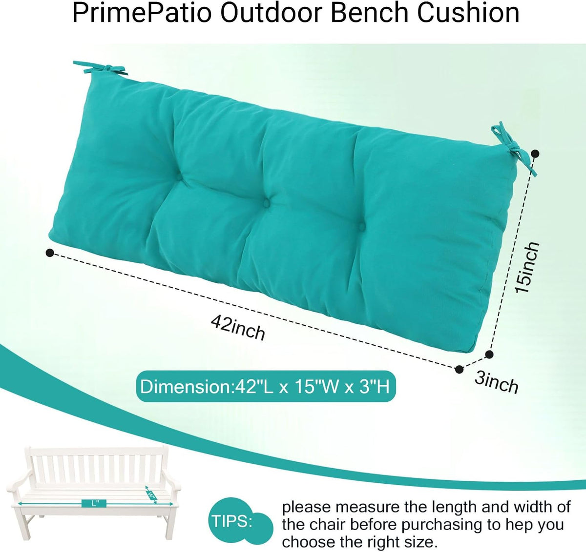 Outdoor Bench Cushion Waterproof, Tufted Bench Seat Cushion