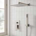 ESNBIA Rain Shower Head with Handheld Spray Combo, 10" Brushed Nickel
