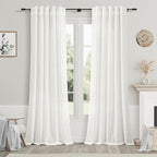 Nanspring Ivory Linen Curtains 84 Inch Length 2 Panels Set by Nanspring