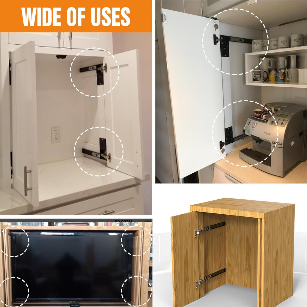 Pocket Door Slide Concealed Hardware Kit for Cabinet Wardrobe, 16in 2-Pack