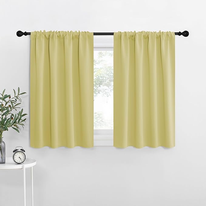 NICETOWN Kitchen Curtains, Paler Yellow, Short Blackout Curtains & Drapes by NICETOWN