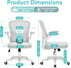 Office Chair, Ergonomic Desk Chair with Adjustable Lumbar Support and Flip up Armrest, Breathable Mesh Computer Chair for Home Office & Rolling Work Swivel Task Chairs