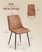 VASAGLE Dining Chairs Set of 4, Upholstered Kitchen Chairs, PU Leather