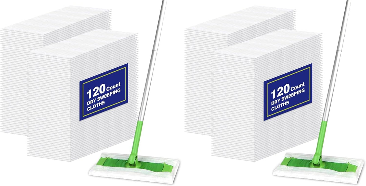 Orighty Dry Sweeping Cloths, Mop Pads Refills Compatible with Swiffer Sweeper, 120 Count Disposable Duster Refills for Floor Mopping and Cleaning (Pack of 2)