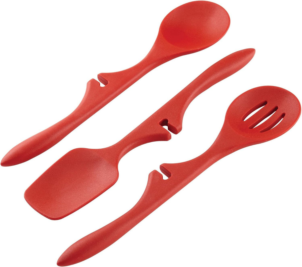 Rachael Ray Kitchen Tools and Gadgets Nonstick Utensils/Lazy Spoonula, Solid and Slotted Spoon, 3 Piece, Marine Blue